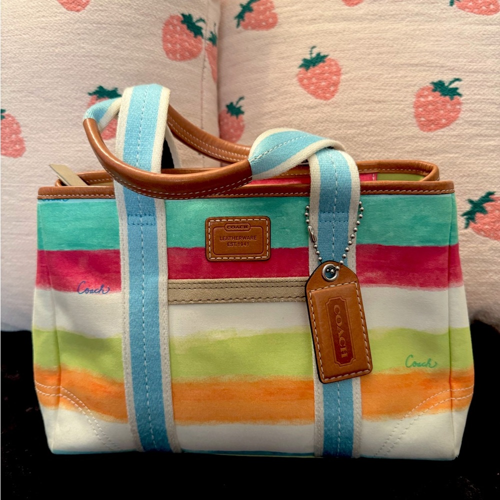 EUC- Vintage- Coach Watercolor Hampton Small Tote Bag